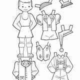 Papírová panenka se sadou oblečení k vystřižení (potisk)