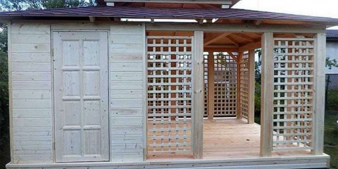 Altán s hozblokem pro letní sídlo s vlastními rukama