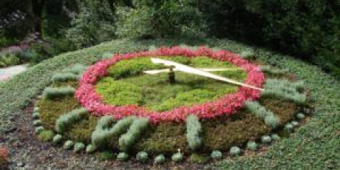 Květinové hodiny na pozemku venkovského domu