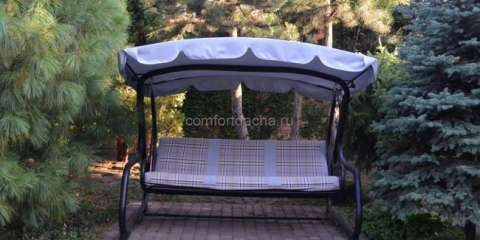 Střecha pro zahradní houpačky udělejte to sami: typy kanopů, spojovacích prvků