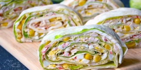 Lavash roll s krabími tyčinkami: 5 receptů